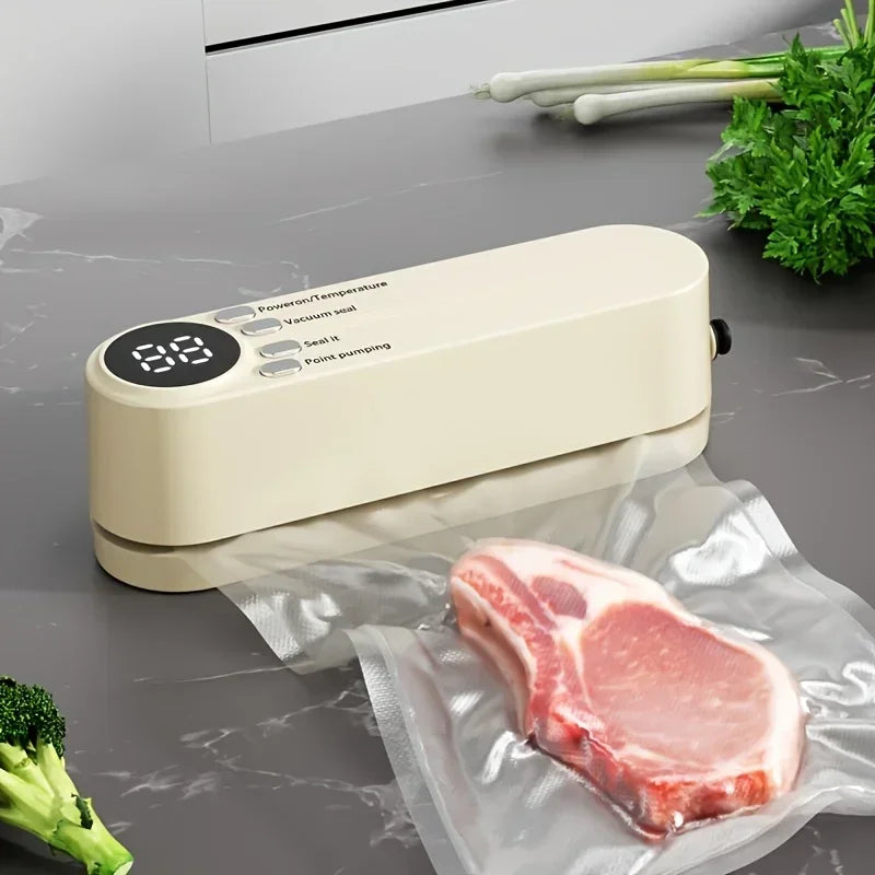 1pc Automatic Food Sealer,Portable Wireless Vacuum Sealer With Snack Bag Sealing,External Suction & Inflation,Without Battery
