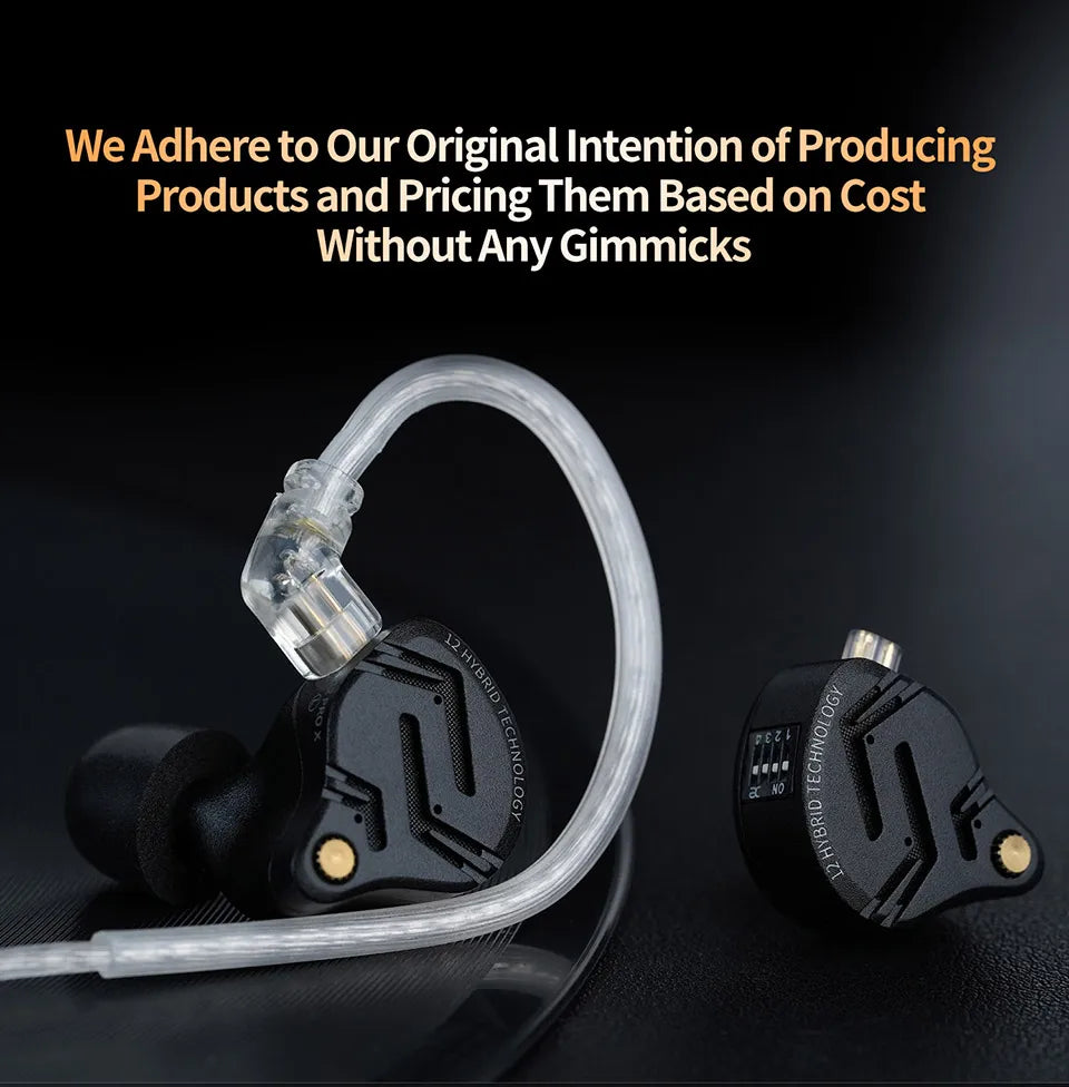 KZ ZS12 PRO X Metal Earphones 1DD+5BA Hybrid HIFI Bass In Ear Monitor Headphones Music Sport Noise Cancelling Headset New Arrive