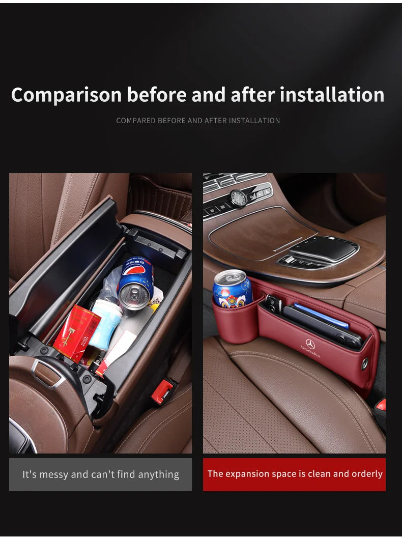 For Mercedes-Benz A B C E S V R-Class A45 C43 CLA GLA GLB GLC SLK SL Car Seat Gap Multifunction Storage Box Seat Gap Cup Holder