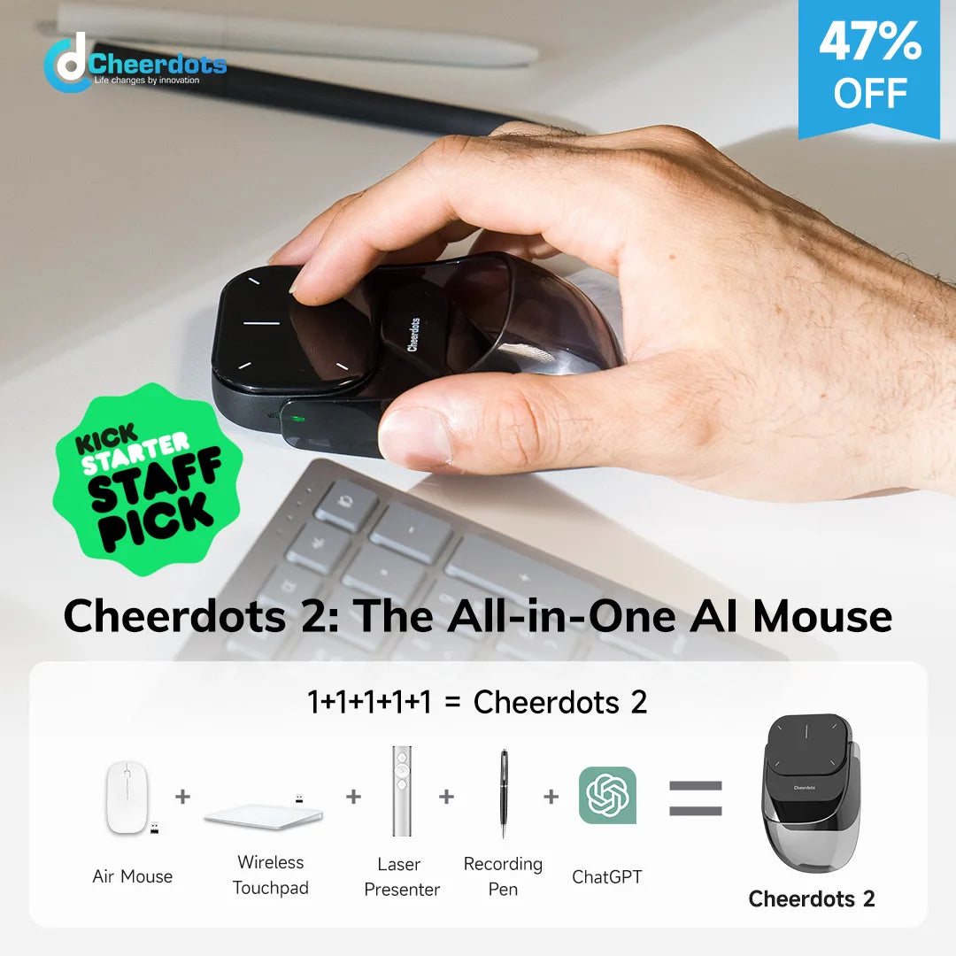 Cheerdots Cheerdots2 Wireless Detachable Air Mouse 2Mode Touchpad All-in-one Pocket Lightweight Customized Office Gaming Mouse