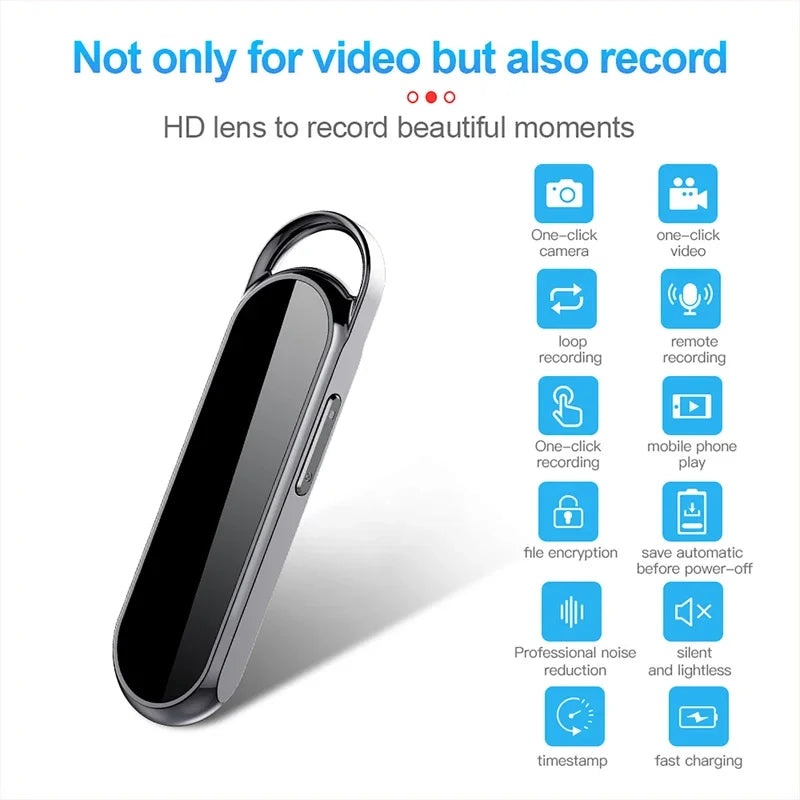4-128GB Mini Digital Recorder Camera 256GB Keychain Voice Recorders One-click Recording/Video HD Noise Reduction Dictaphone
