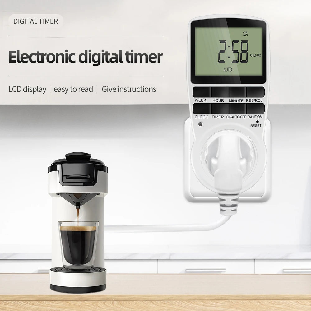 Digital Timer Switch EU Programmable Electronic Timing Socket US UK FR AU Plug Outlet Kitchen Appliance Time Control Day/Hour
