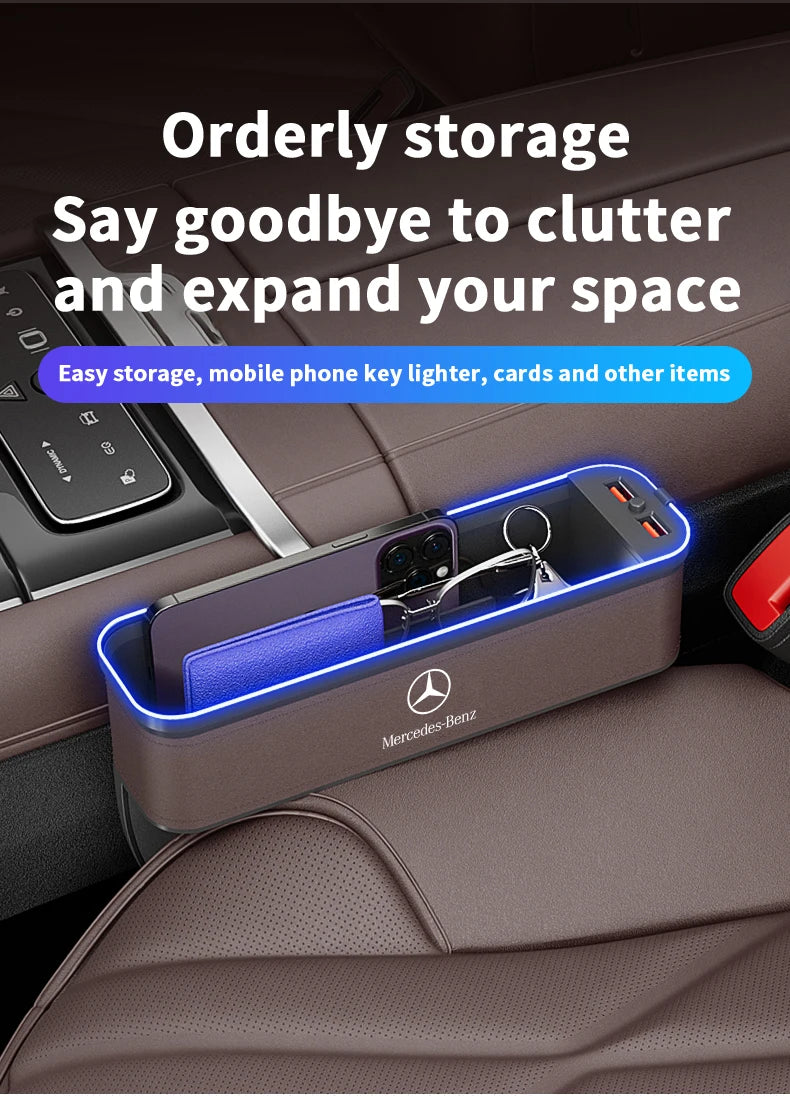 For Mercedes-Benz A B C E S V R Class AMG GLB GLC GLE SLC SLK SL ML Vito Viano Sprinter Pilot Car Seat Storage Case Seat Gap Box