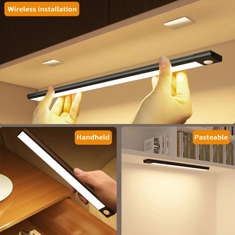 1PC 40CM LED motion sensor cabinet lighting rechargeable kitchen counter lighting, wireless magnetic night lights in the hallway