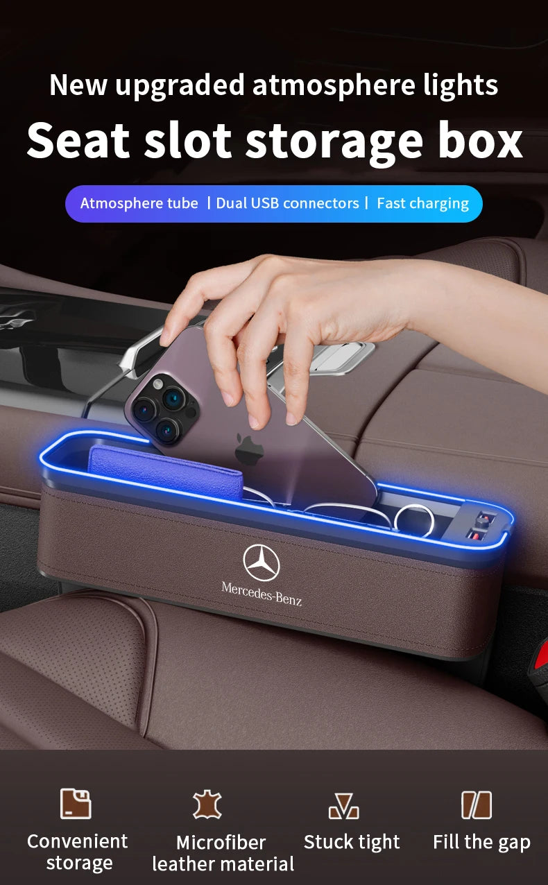 For Mercedes-Benz A B C E S V R Class AMG GLB GLC GLE SLC SLK SL ML Vito Viano Sprinter Pilot Car Seat Storage Case Seat Gap Box