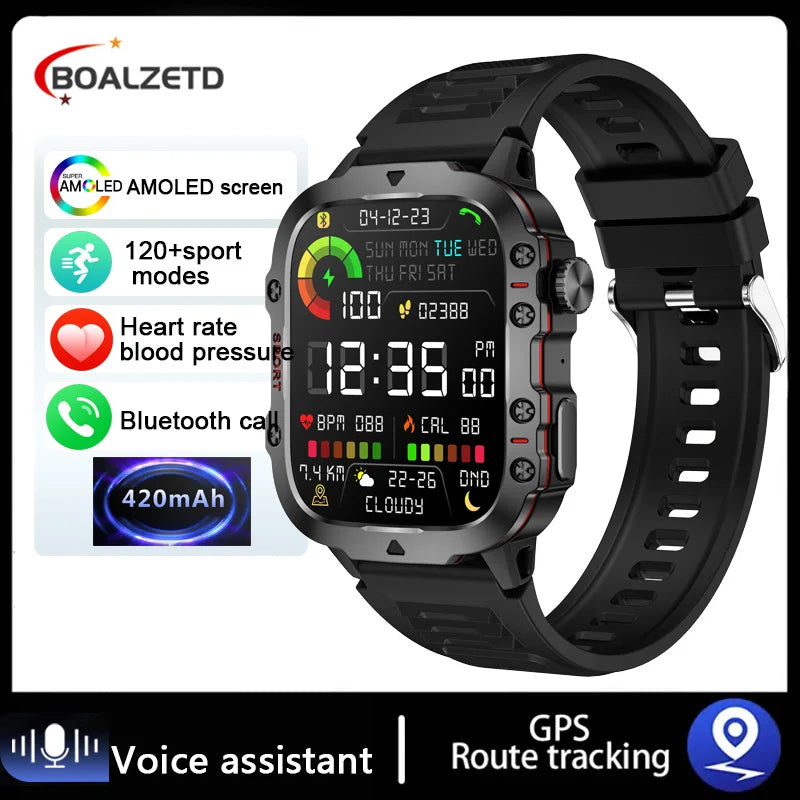 New Original Rugged Military Men Smart Watch Bluetooth Call Fitness Clock 3ATM IP68 Waterproof Sports Smartwatch for Android iOS