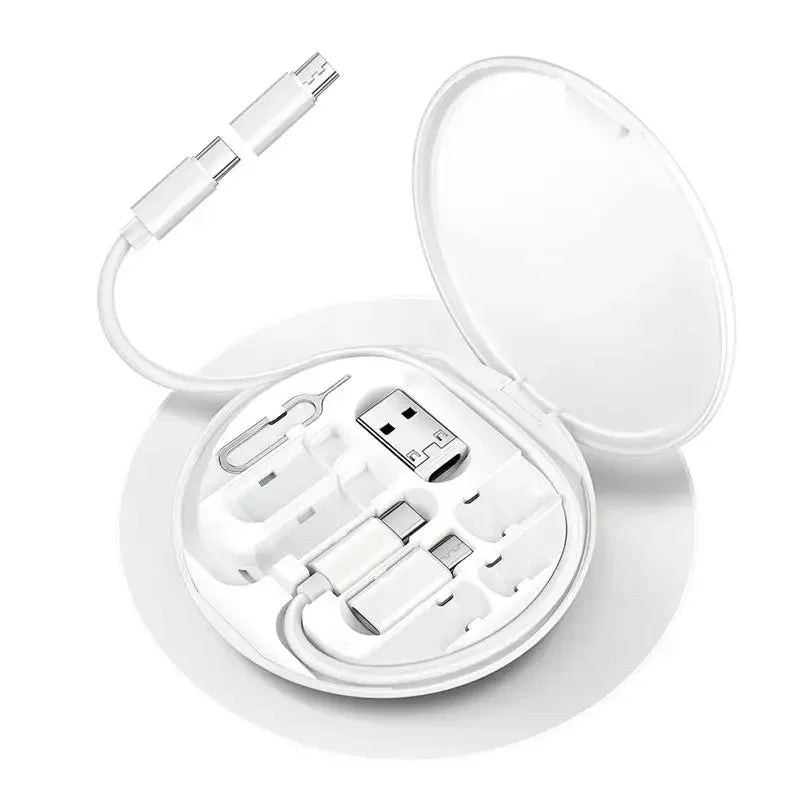Portable Multi-functional Data Cable Storage Box, 60W Fast Charging Mobile Phone Holder, Charging Cable Set, Multi Head Adapter