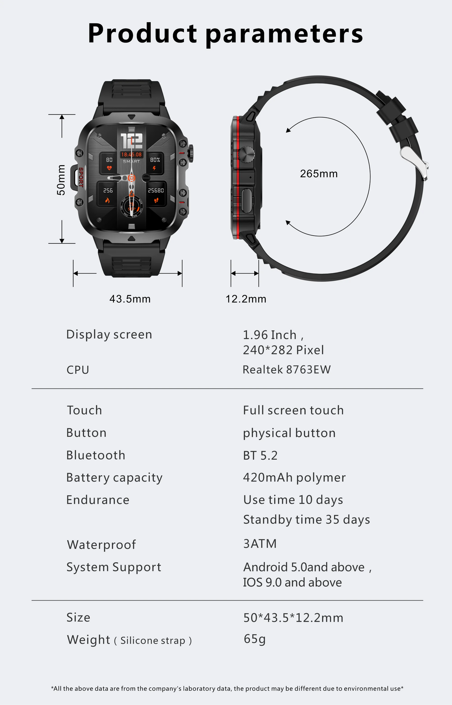 New Original Rugged Military Men Smart Watch Bluetooth Call Fitness Clock 3ATM IP68 Waterproof Sports Smartwatch for Android iOS