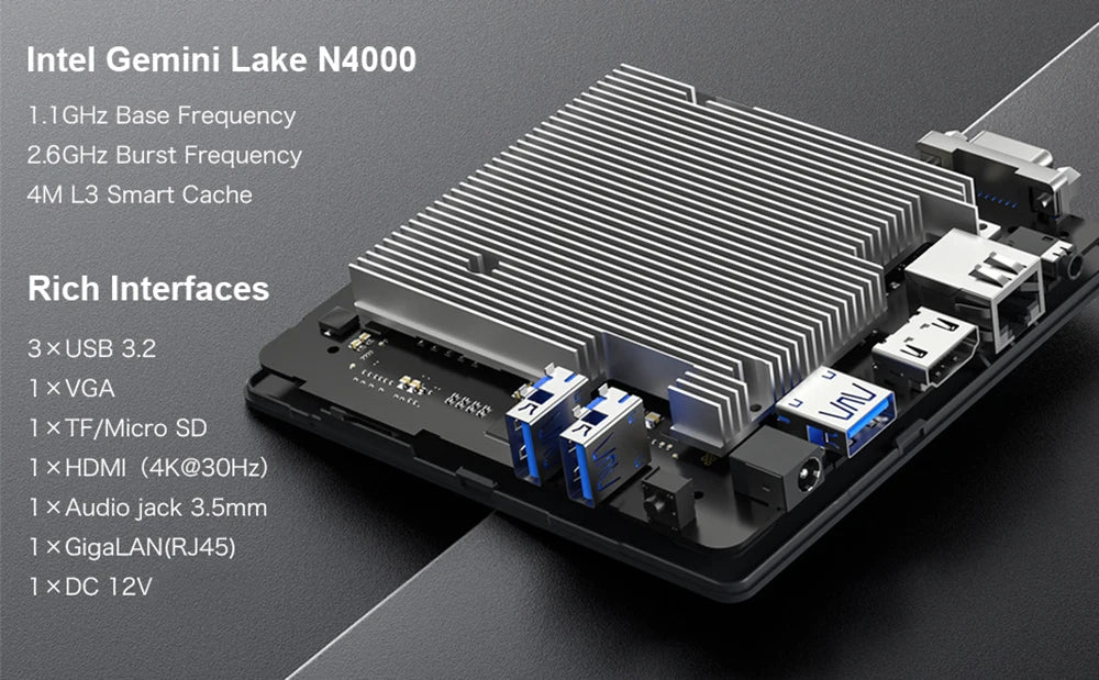 MLLSE Mini PC M2 Air Intel Gemini Lake N4000 Intel J3710 Windows 11 6GB RAM 128GB ROM Dual-Band WiFi Bluetooth USB Mini Computer