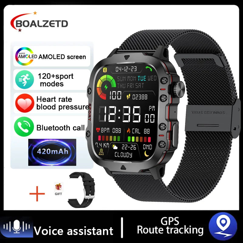 New Original Rugged Military Men Smart Watch Bluetooth Call Fitness Clock 3ATM IP68 Waterproof Sports Smartwatch for Android iOS