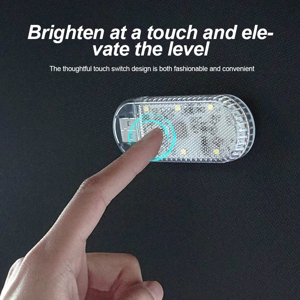 Mini LED Car Touch Light USB Charging Portable Auto Roof Ceiling Reading Night Lamp Wireless Car Decoration Light 