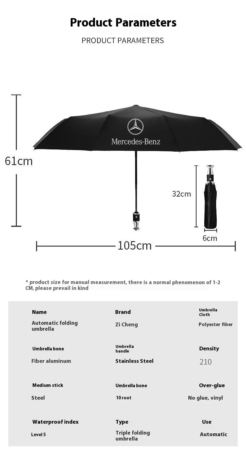 For Mercedes-Benz A C E S V Class AMG Sprinter GLC ML SLK SL Vito CLS GLA GLK Car Automatic Folding Windproof Sunshade Umbrella