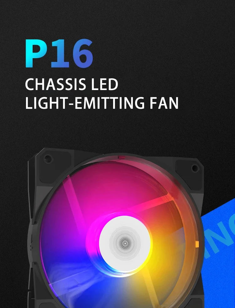 TEUCER P16 RGB FAN 120mm Pc Computer Case Fan Rainbow Heatsink 4PIN 12cm CPU Cooler Silent Fan