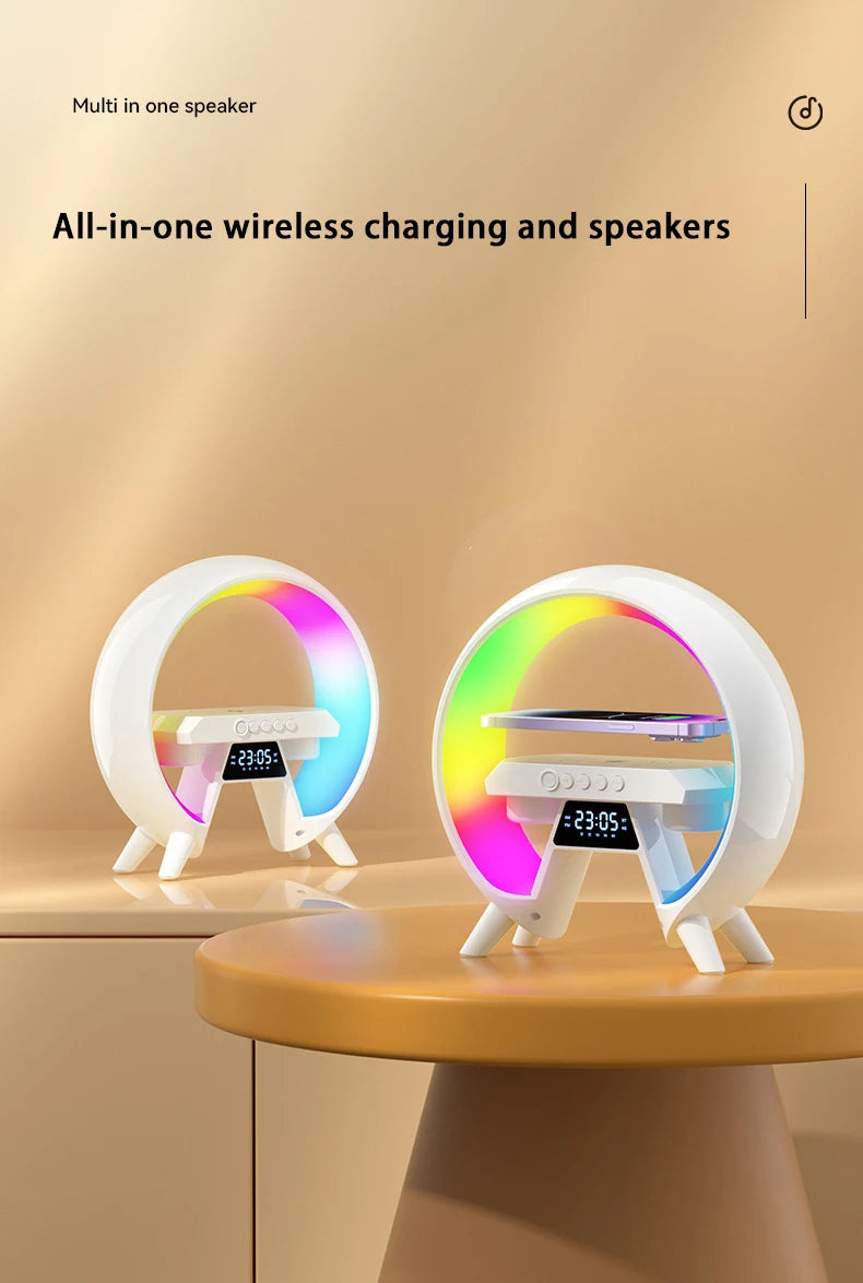 LED New Smart Light Wireless Charger Bluetooth Speaker Alarm Clock RGB Atmosphere Lamp Bedroom Decoration Lamps Night Light Gift