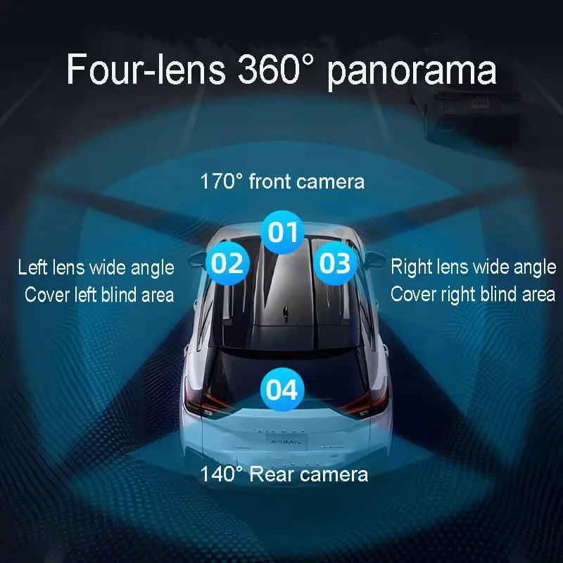 4CH Hidden Dash Cam WiFi APP Car DVR 360° Parking Monitor Night Vision WDR Loop Recording G-Sensor Motion Detection Blackbox
