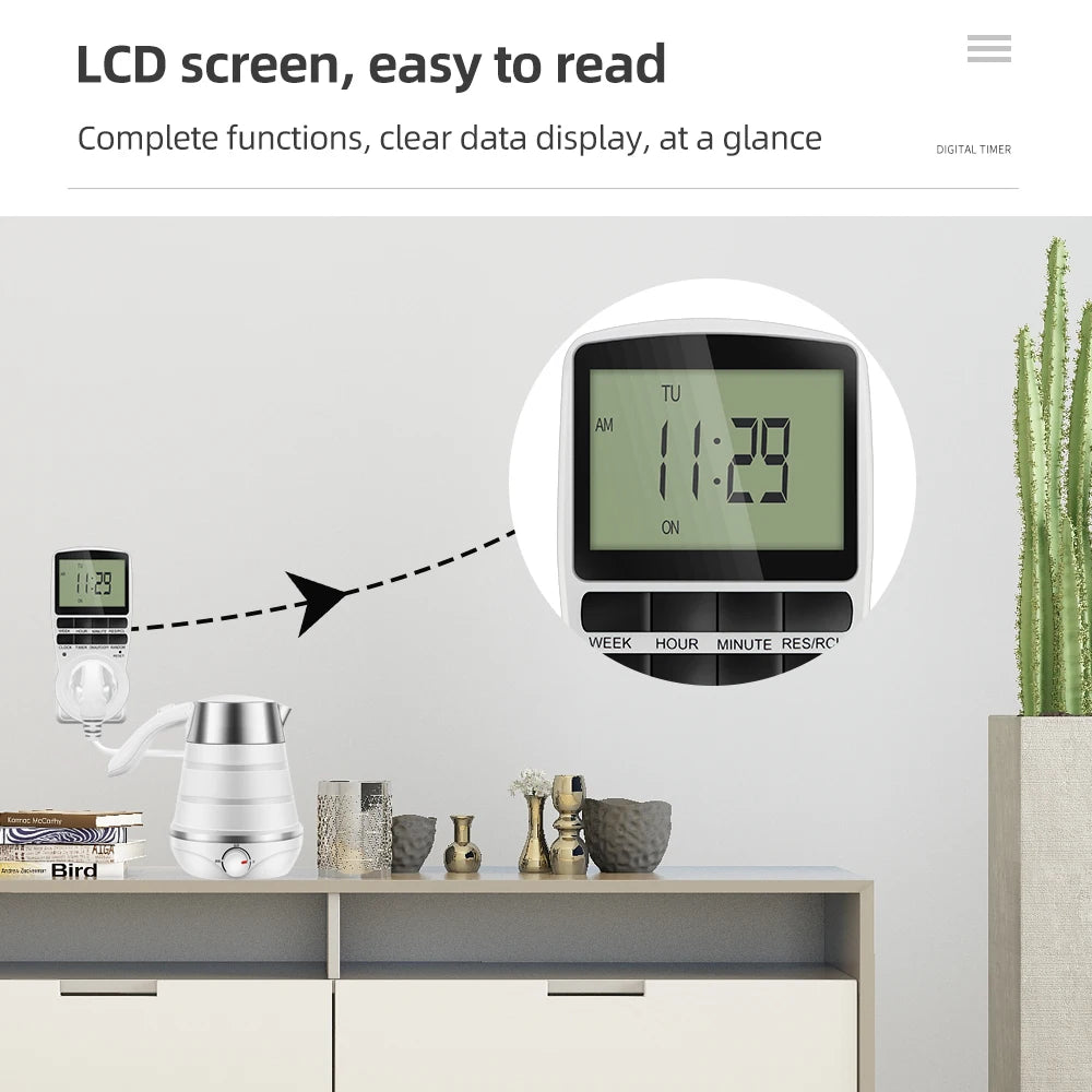 Digital Timer Switch EU Programmable Electronic Timing Socket US UK FR AU Plug Outlet Kitchen Appliance Time Control Day/Hour