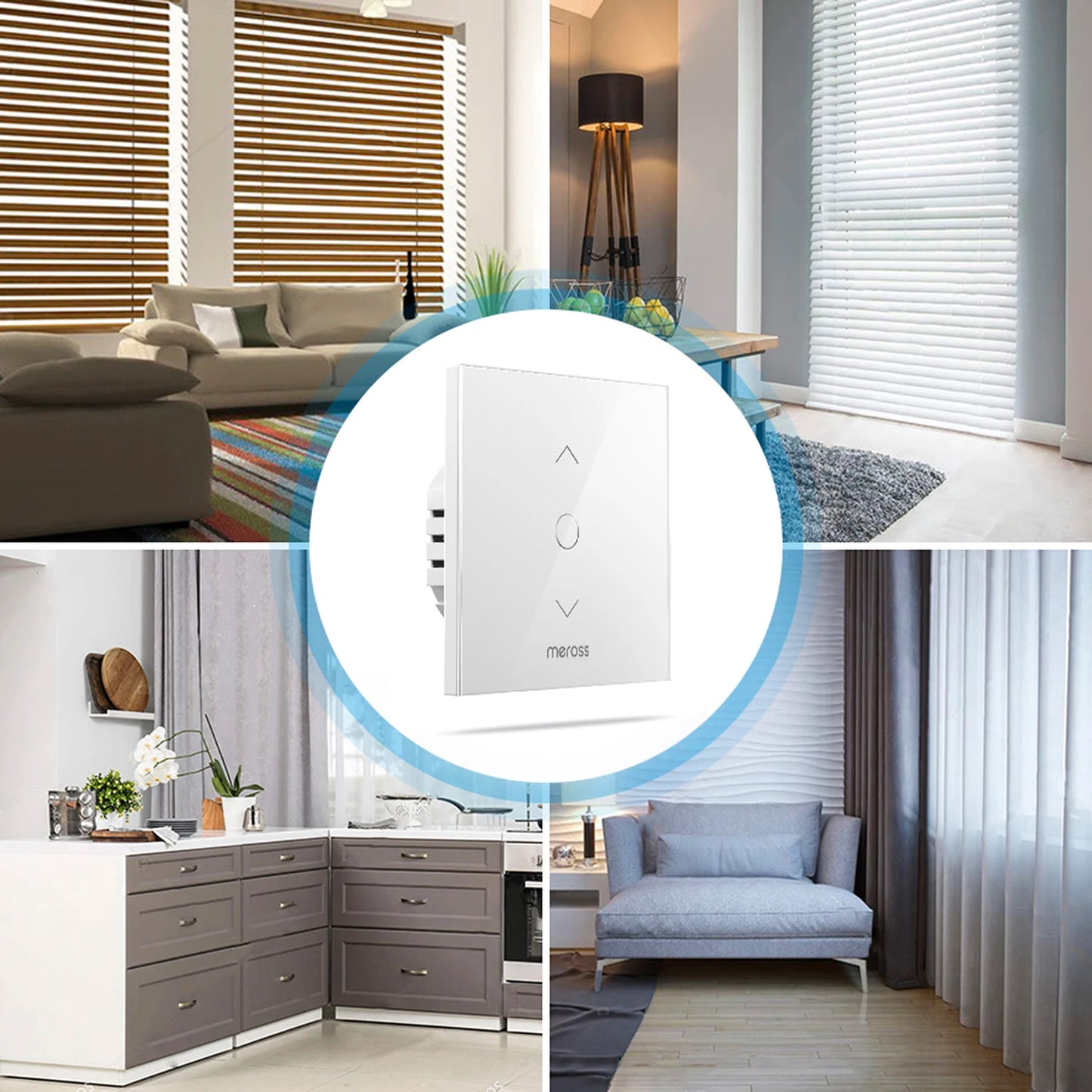 Meross HomeKit WiFi Roller Shutter Switch Smart Curtain Blind Motor Backlight Style Work with Siri Alexa Google Home SmartThings