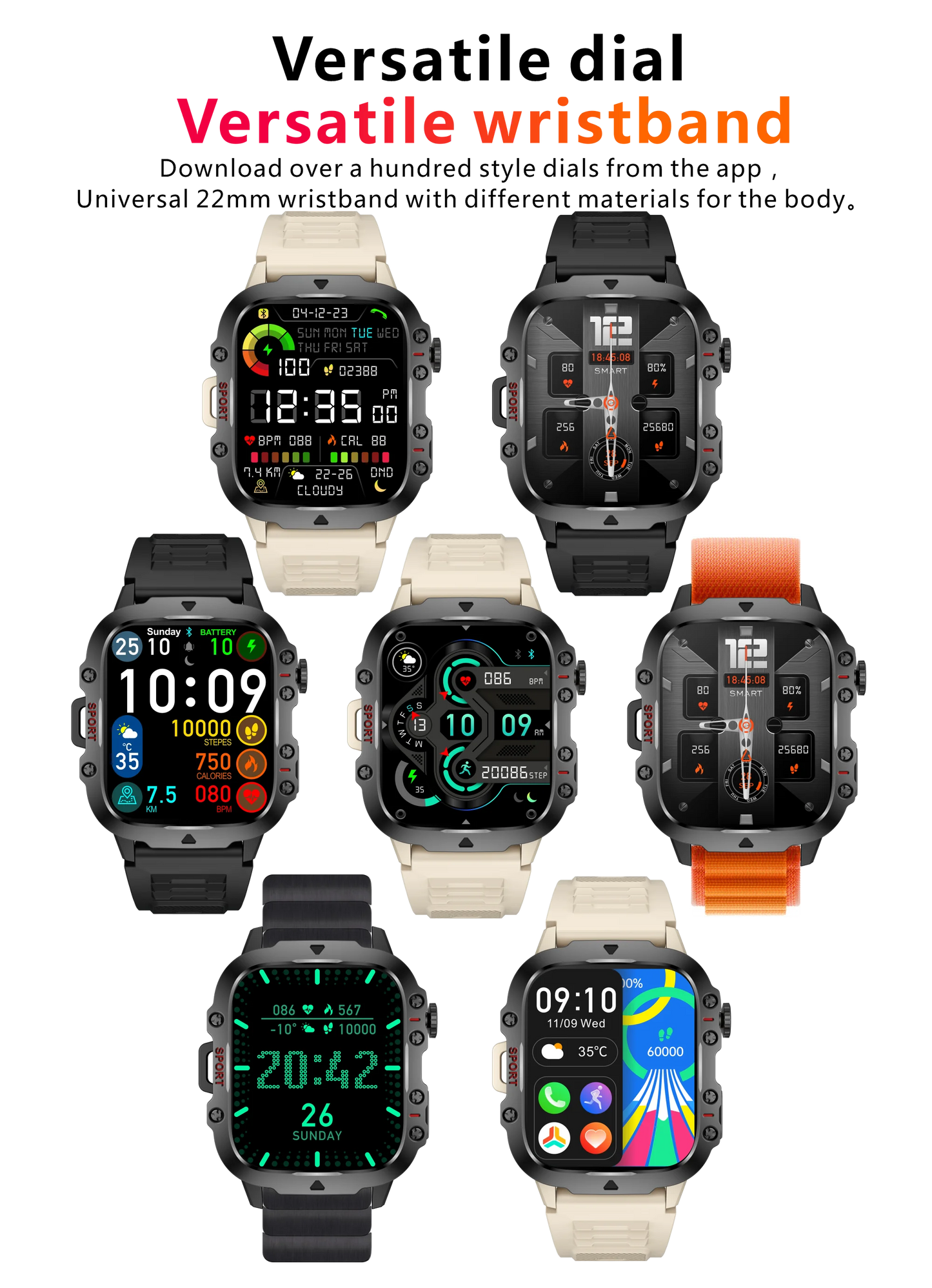 New Original Rugged Military Men Smart Watch Bluetooth Call Fitness Clock 3ATM IP68 Waterproof Sports Smartwatch for Android iOS