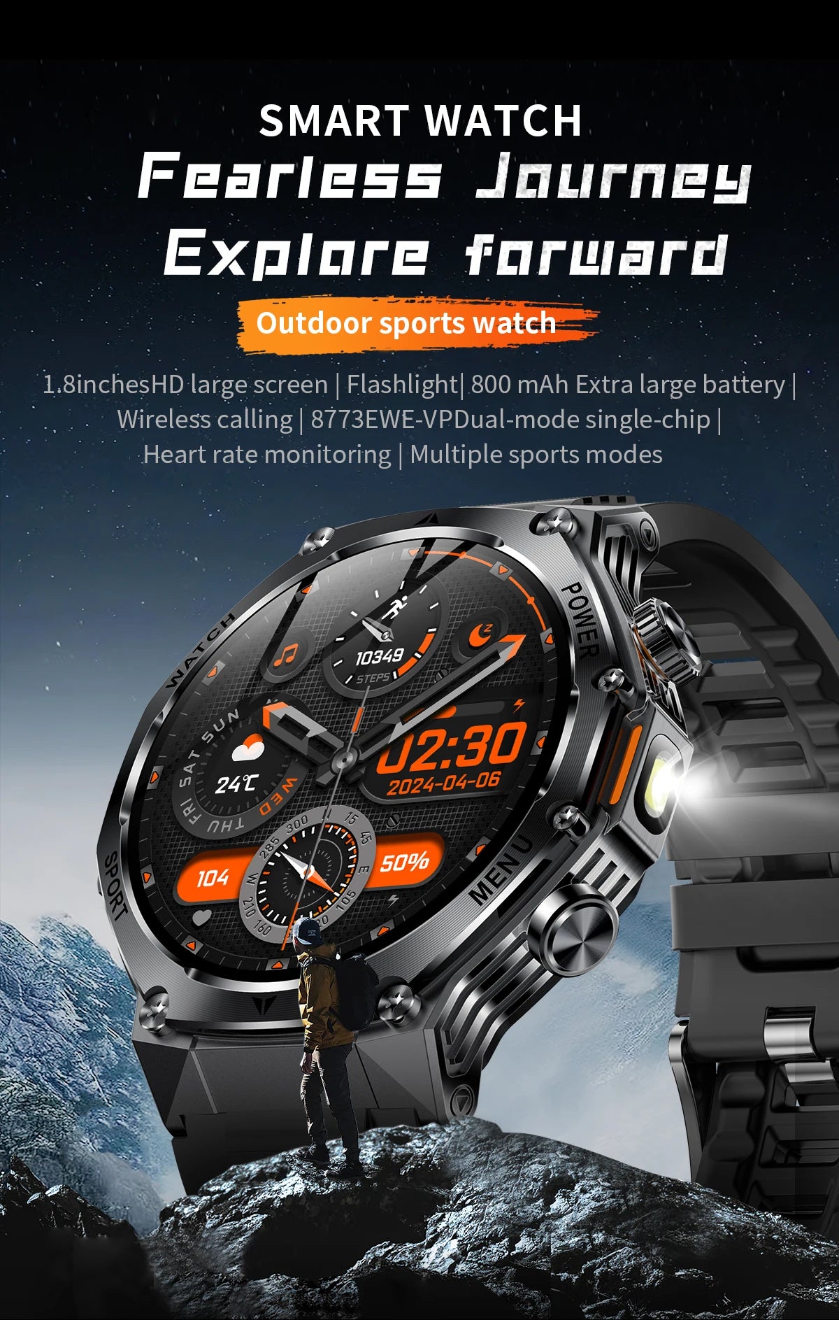 LIGE New Smart Watch Men 800mAh Ultra Long Battery Life Waterproof Outdoor Sport Watches Bluetooth Call Military Smartwatch 2025