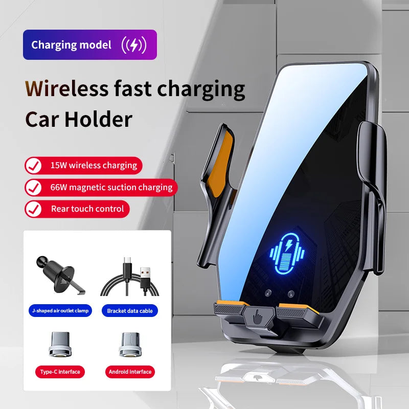 New Max 66W Magnetic Car Phone Holder 15W Wireless Charging Infrared Sensing Touch Control for iPhone Andorid Car Air Vent Mount