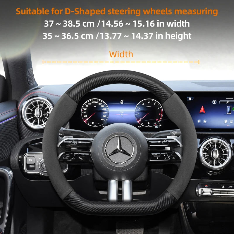 Suitable for Mercedes-Benz Suede Matte Carbon Fiber Texture Steering Wheel Cover Suitable for E Class S C a Glc Suv Eqc Gle Gla Eqe Amg Eq C63 E63 Maybach S600 Phantom Gls600 V Eqv W204 W205 W203