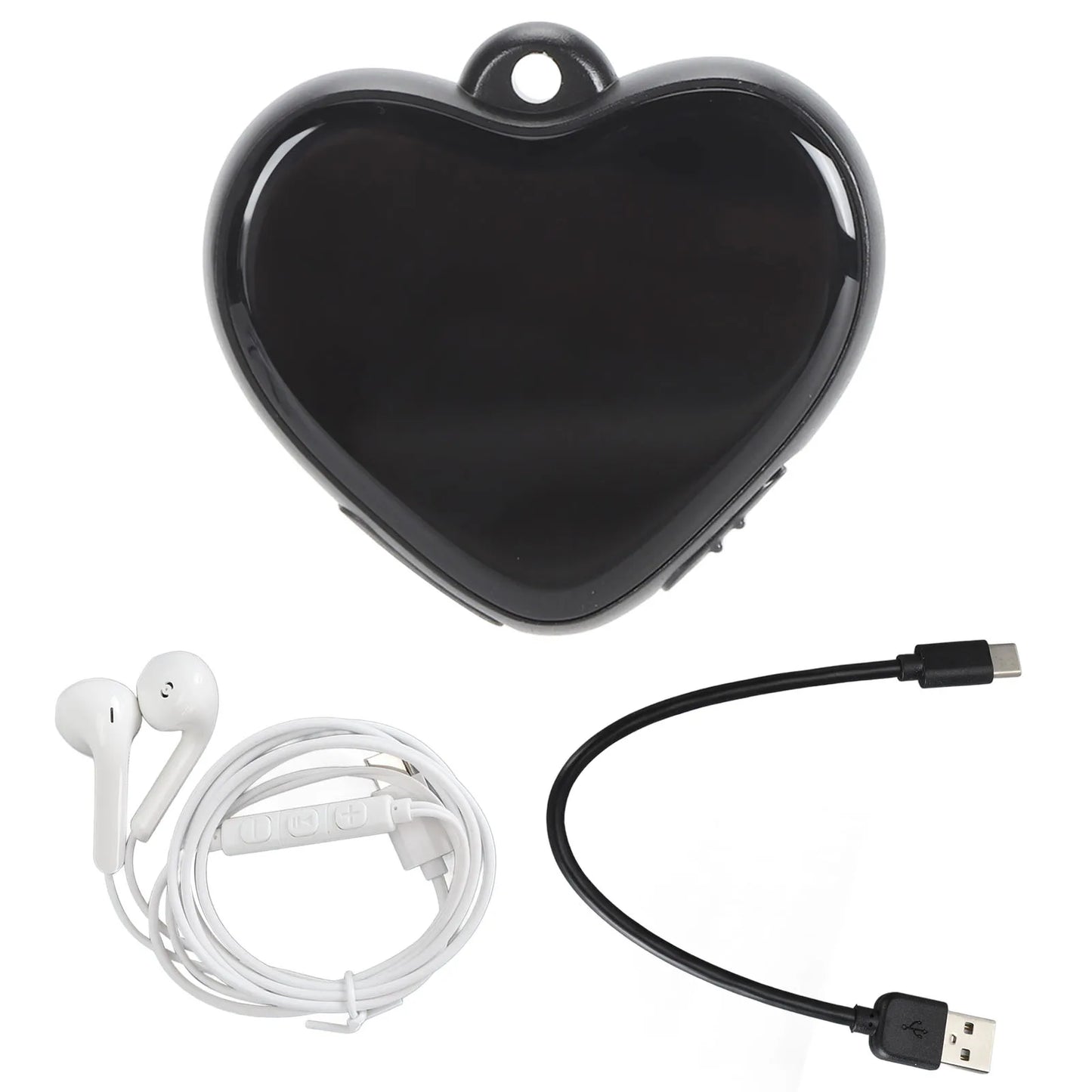 Audio Recorder Heart Pendant Shape Multipurpose Noise Reduction Voice Activated Voice Recorder with Headphones for Lecture