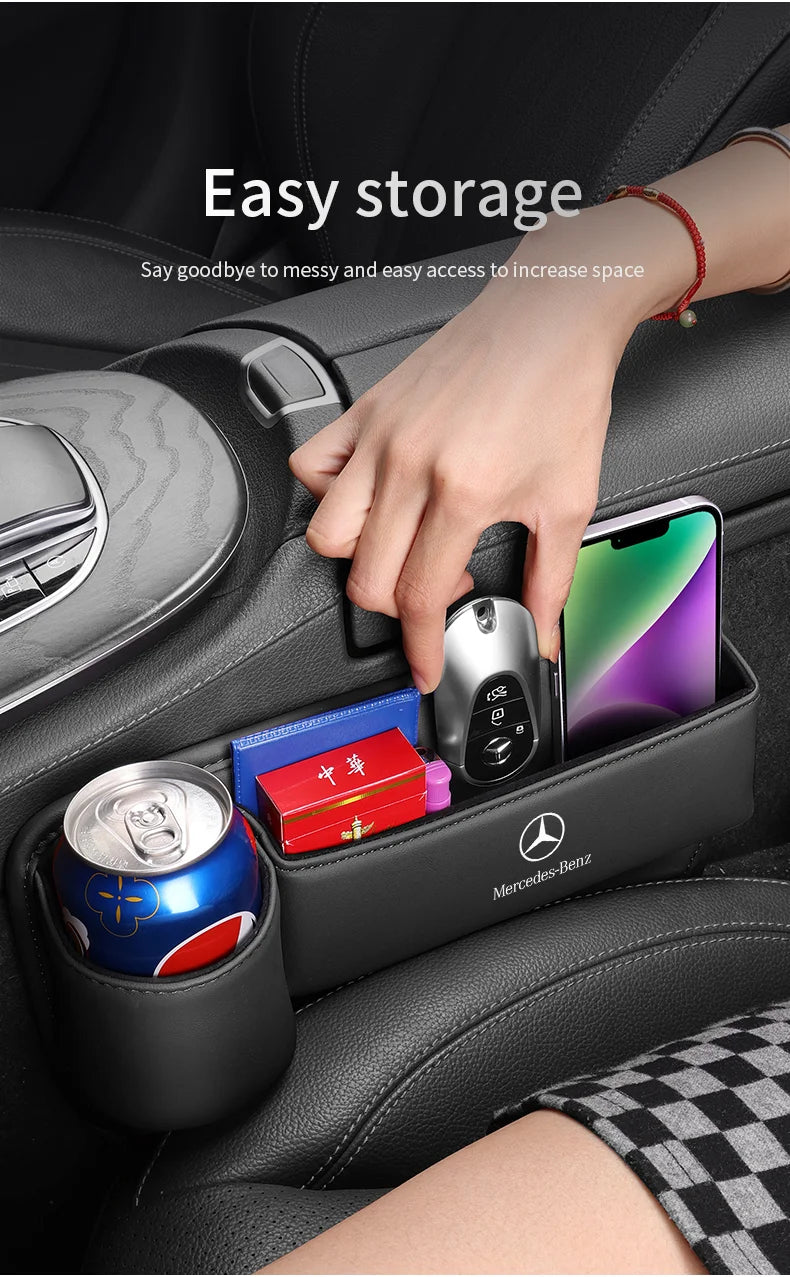 For Mercedes-Benz A B C E S V R-Class A45 C43 CLA GLA GLB GLC SLK SL Car Seat Gap Multifunction Storage Box Seat Gap Cup Holder