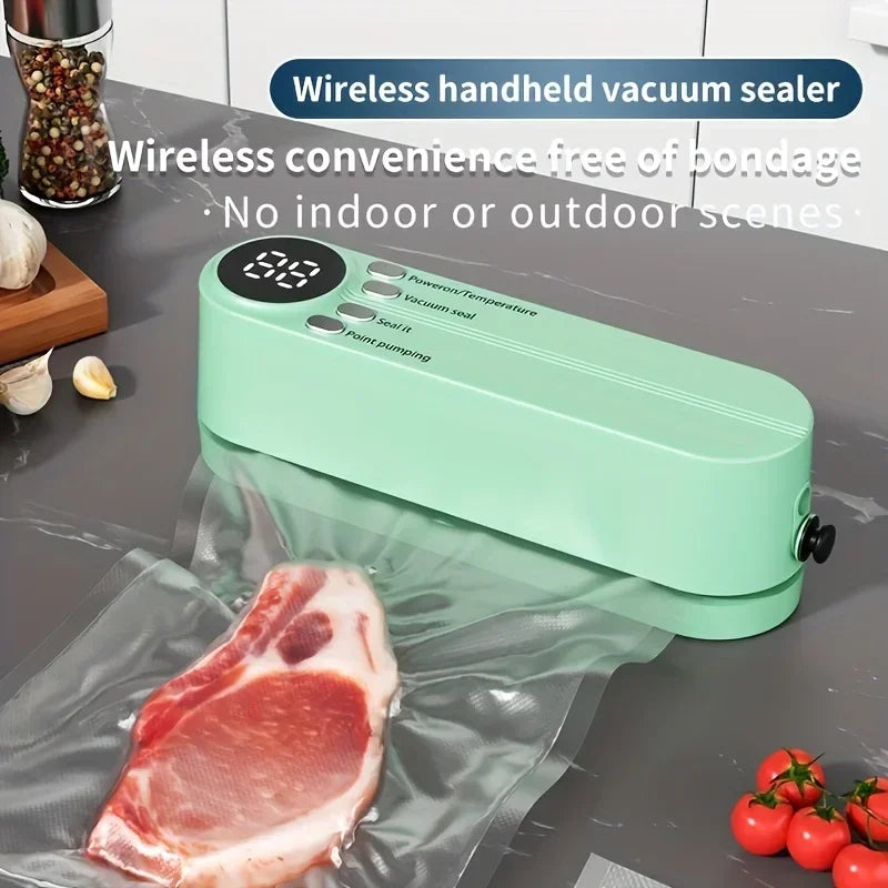 1pc Automatic Food Sealer,Portable Wireless Vacuum Sealer With Snack Bag Sealing,External Suction & Inflation,Without Battery