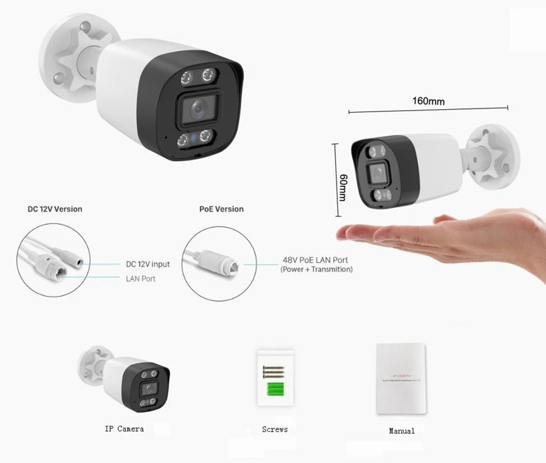 XM 5Mp AI Ip Camera Poe Cctv Security Camera H.265+ Outdoor Waterproof Audio Video Surveillance For Nvr System Xmeyepro