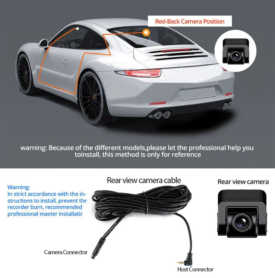 Dash Cam 4K UHD Recording Car Camera DVR Night Vision Video Recorder Built-In Wi-Fi Support Dual Lens GPS 24H Parking