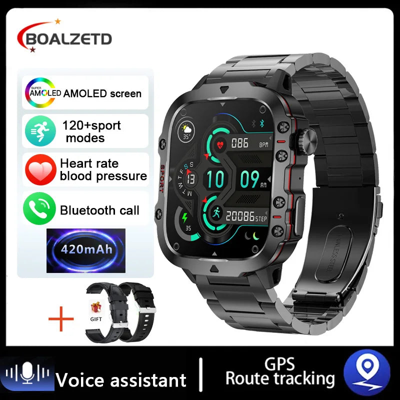New Original Rugged Military Men Smart Watch Bluetooth Call Fitness Clock 3ATM IP68 Waterproof Sports Smartwatch for Android iOS