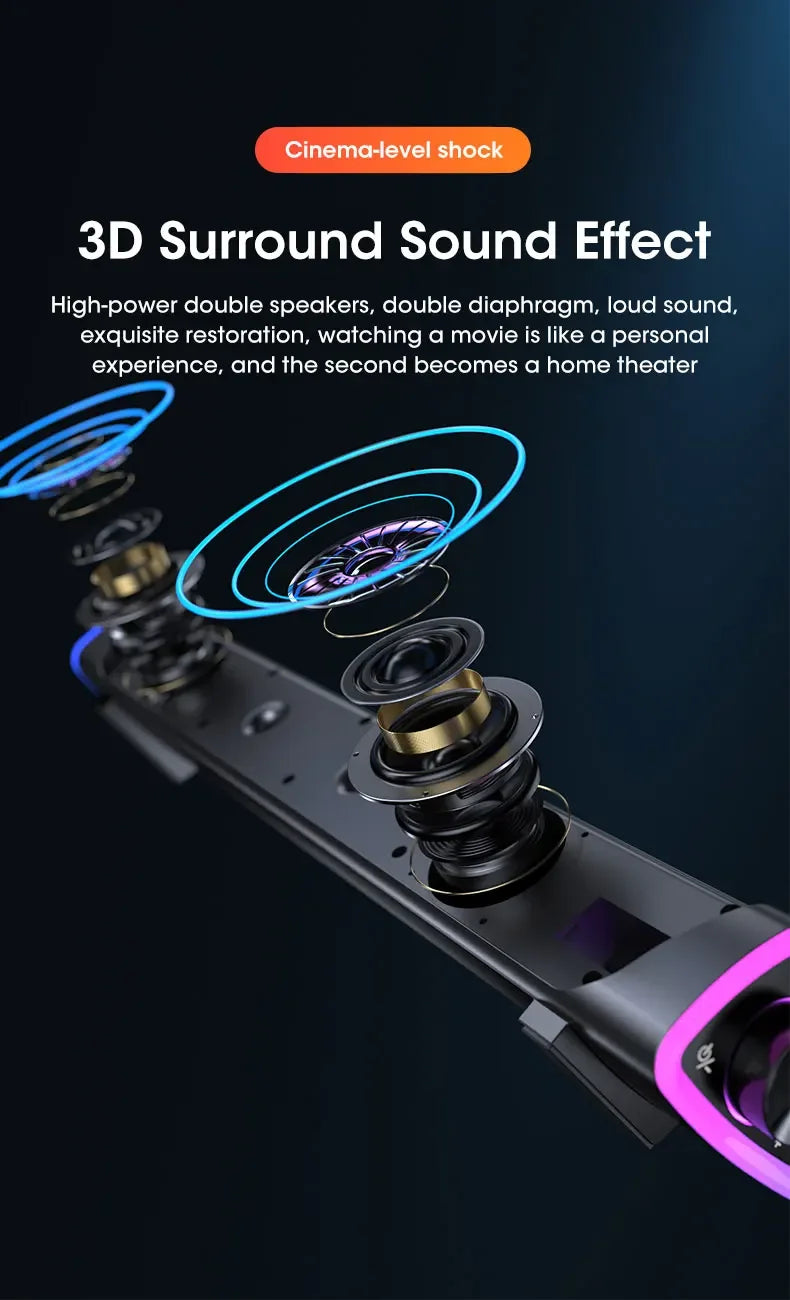 Computer Speaker Bar Stereo Sound Subwoofer Bluetooth Speaker For Macbook Laptop Notebook PC Music Player Wired Loudspeaker