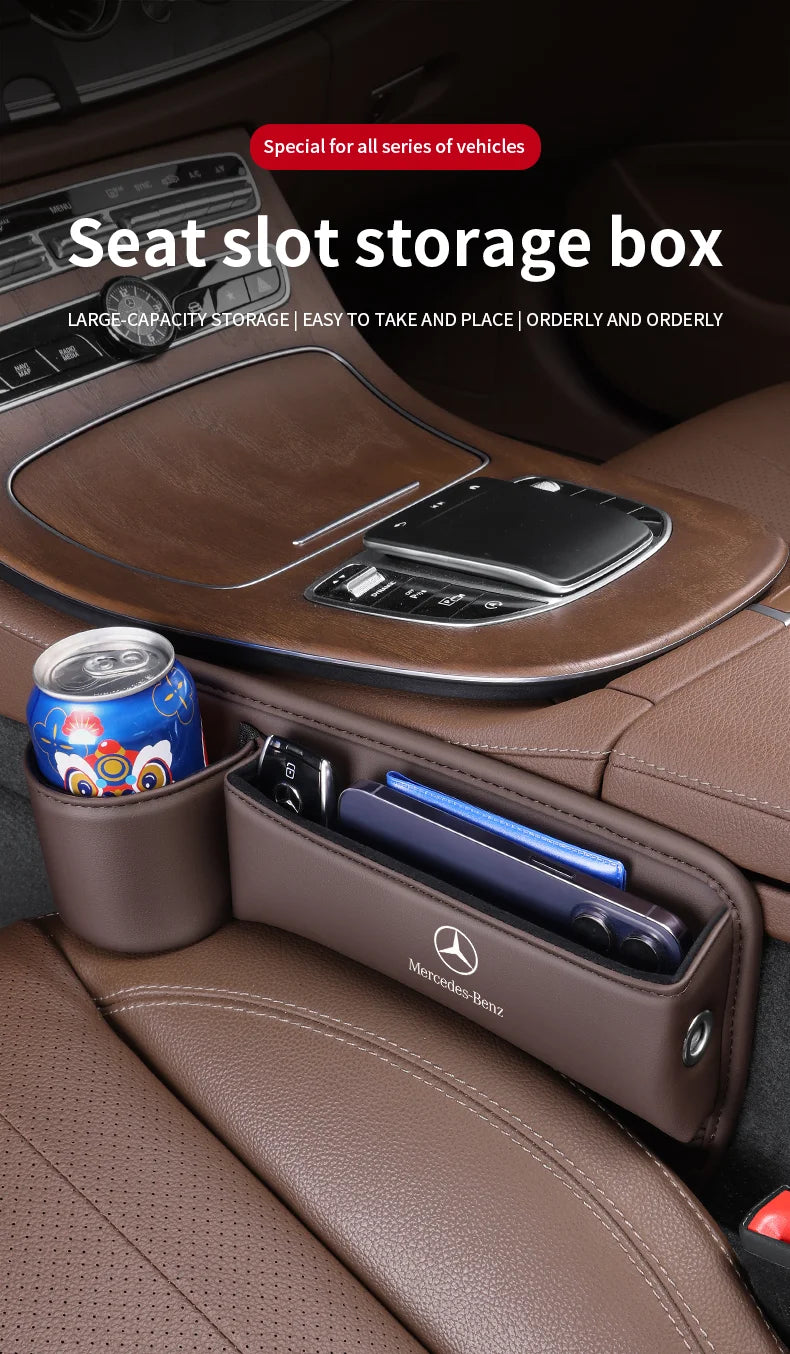 For Mercedes-Benz A B C E S V R-Class A45 C43 CLA GLA GLB GLC SLK SL Car Seat Gap Multifunction Storage Box Seat Gap Cup Holder