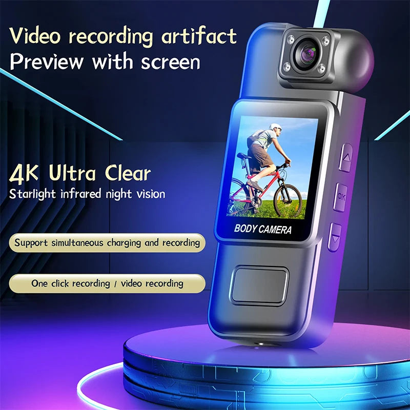 4K HD WiFi Mini Camera Portable Digital Video Recorder Color Screen Wearable Camera Night Vision Police Cam Small Bike Camcorder