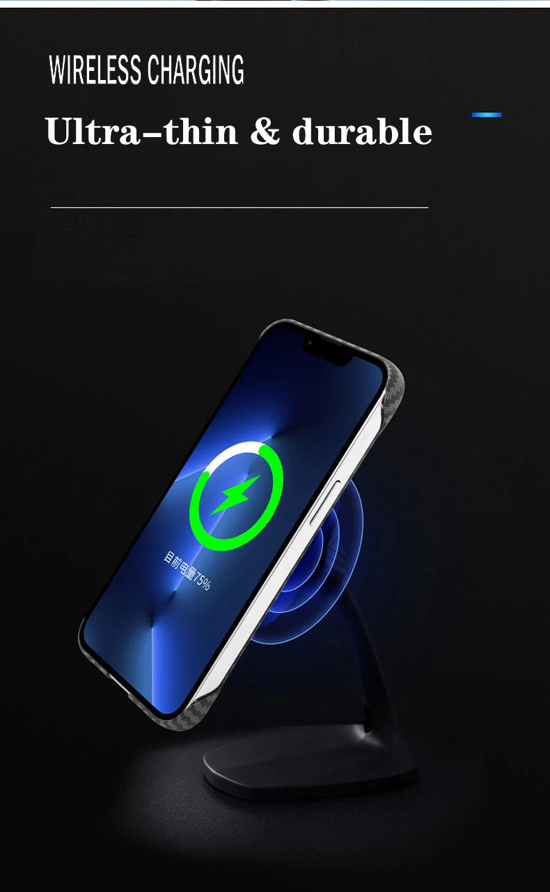 Magnetic Wireless Charging PC Case for iPhone 14 15 Plus 13 12 11 Pro Max Magsafe Carbon Fiber Texture Frameless for Hard Cover