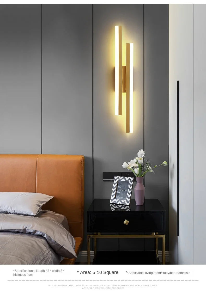 Modern LEDWall Lamp Wall Sconces Copper Line Pipe Acrylic Lampshade Indoor Lighting for Living Room Corridor Light Fixture