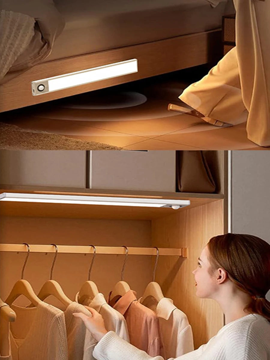 1PC 40CM LED motion sensor cabinet lighting rechargeable kitchen counter lighting, wireless magnetic night lights in the hallway