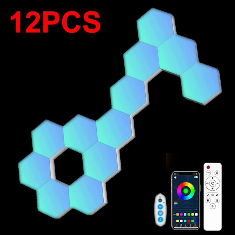 1-24 PCS Touch Sensor LED Night Light Sensitive Hexagonal LED Quantum Lamp Modular Hexagons Creative Decoration Wall Lamp