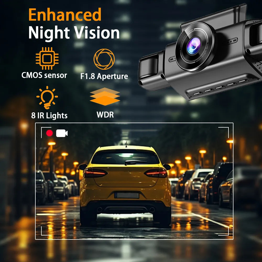 4CH Hidden Dash Cam WiFi APP Car DVR 360° Parking Monitor Night Vision WDR Loop Recording G-Sensor Motion Detection Blackbox