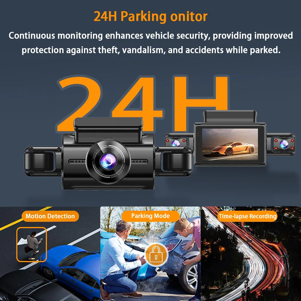 4CH Hidden Dash Cam WiFi APP Car DVR 360° Parking Monitor Night Vision WDR Loop Recording G-Sensor Motion Detection Blackbox