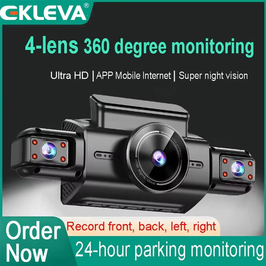 4CH Hidden Dash Cam WiFi APP Car DVR 360° Parking Monitor Night Vision WDR Loop Recording G-Sensor Motion Detection Blackbox