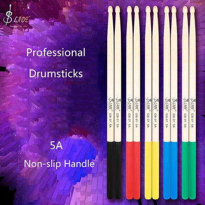 5A 7A Drum Sticks Professional Maple Drumsticks Non-slip Rubber Grip Colorful Drumsticks Percussion Instrument Accessories