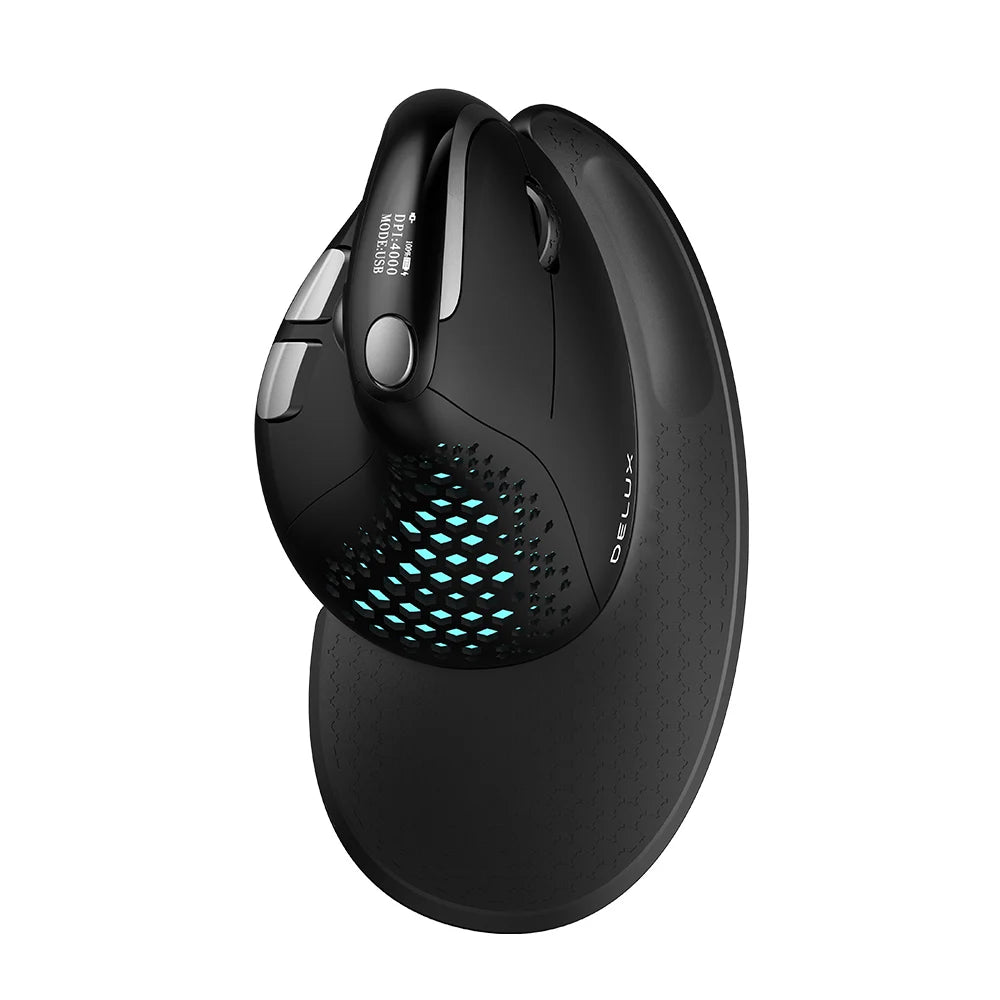 Delux M618XSD Wireless Mouse OLED Screen Designer Tri Mode Seeker Ergonomic Mouse 1000mAh Removable Back Cover Pc Gamer Office