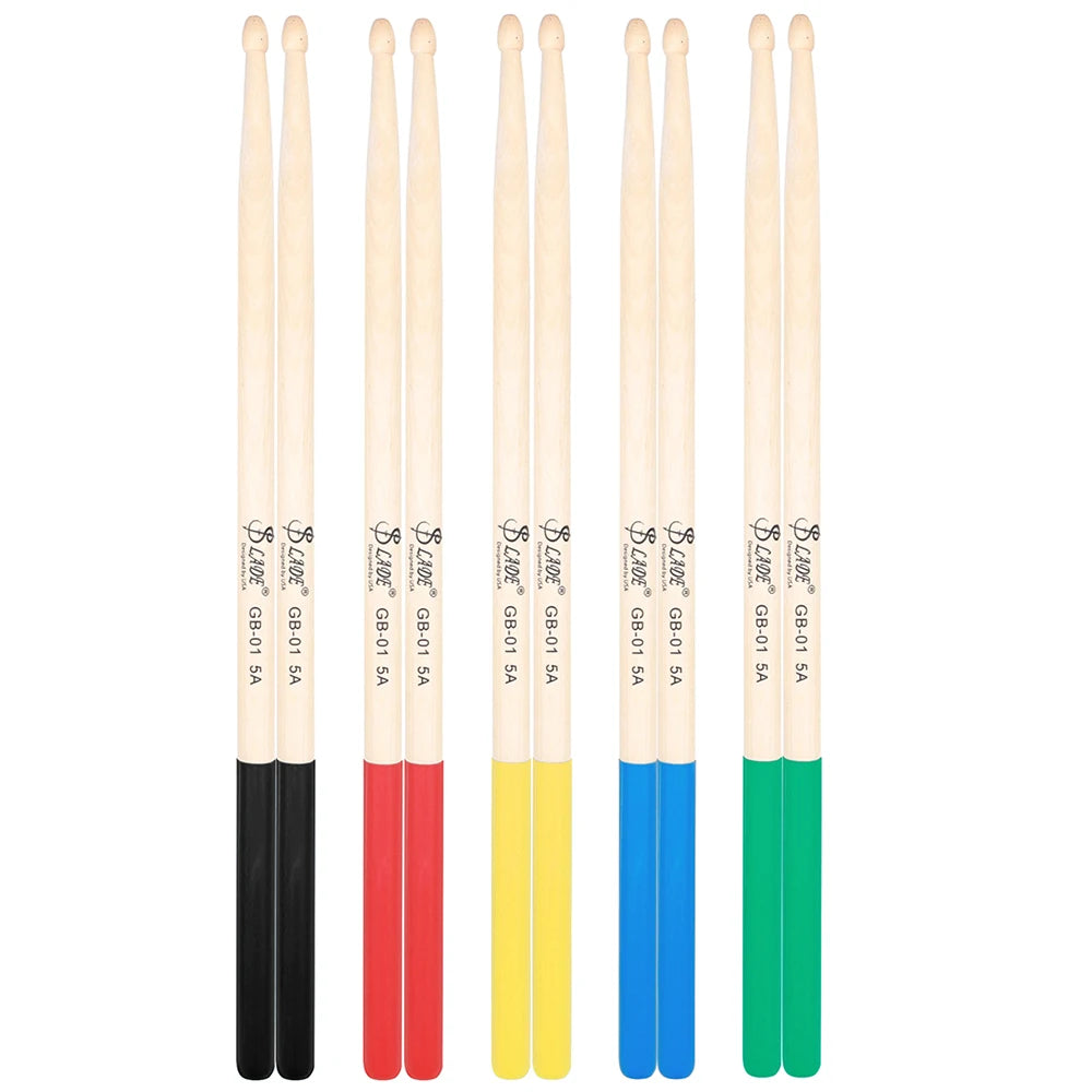 5A 7A Drum Sticks Professional Maple Drumsticks Non-slip Rubber Grip Colorful Drumsticks Percussion Instrument Accessories