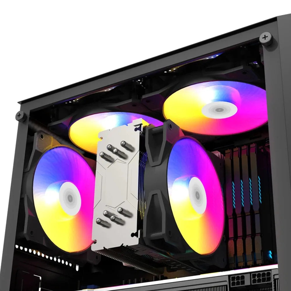 TEUCER P16 RGB FAN 120mm Pc Computer Case Fan Rainbow Heatsink 4PIN 12cm CPU Cooler Silent Fan