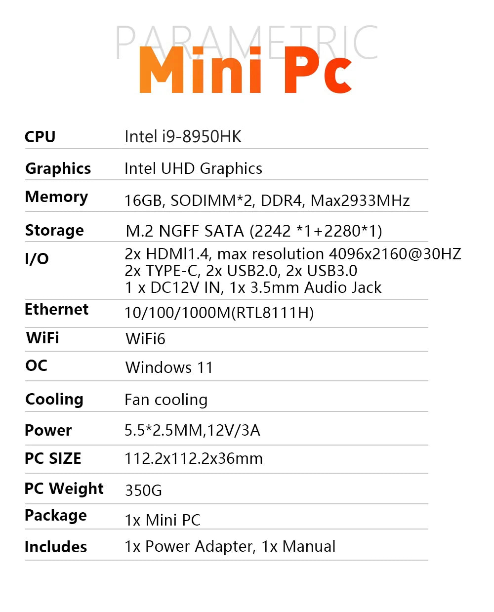 2025 Portable Mini PC Windows 11 Computer Intel Core i9 8950HK Mini Gaming Pc 16GB RAM DDR4 2TB SSD Wifi 6 Dual Mini Desktop PC