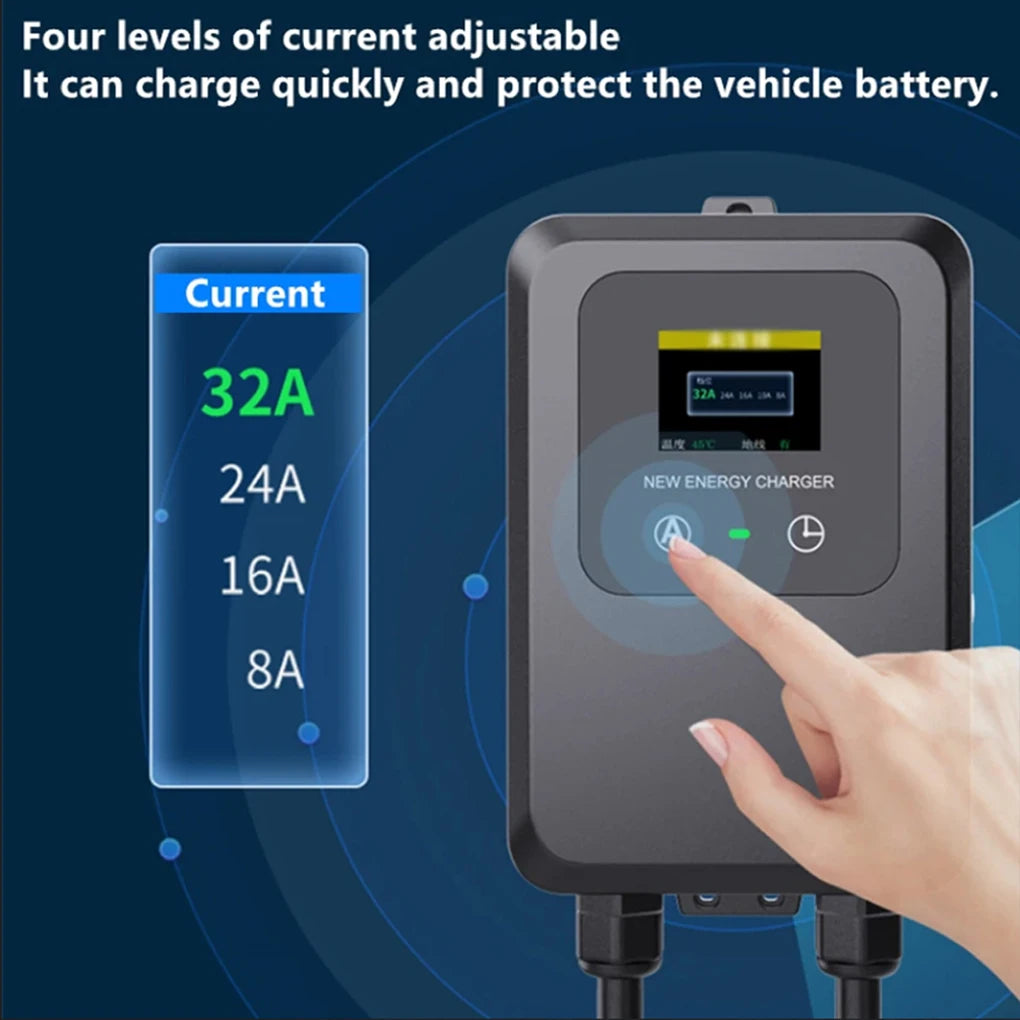 EV Wallbox 5M 7KW 32A Charging Station Car Home EV Wallbox Electric Car EV Wallbox With 5M Cable Color Screen