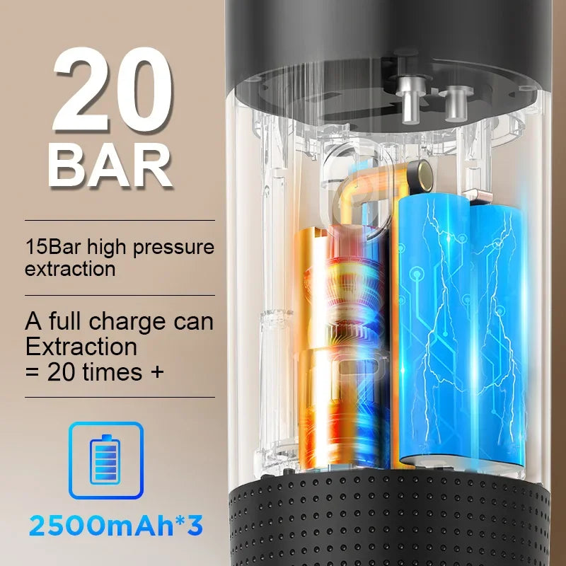 Portable Wireless Electric Espresso Coffee Machine For Travel &Car &Home Camping Coffee Maker 3-in-1 Capsule Powder Coffee Maker