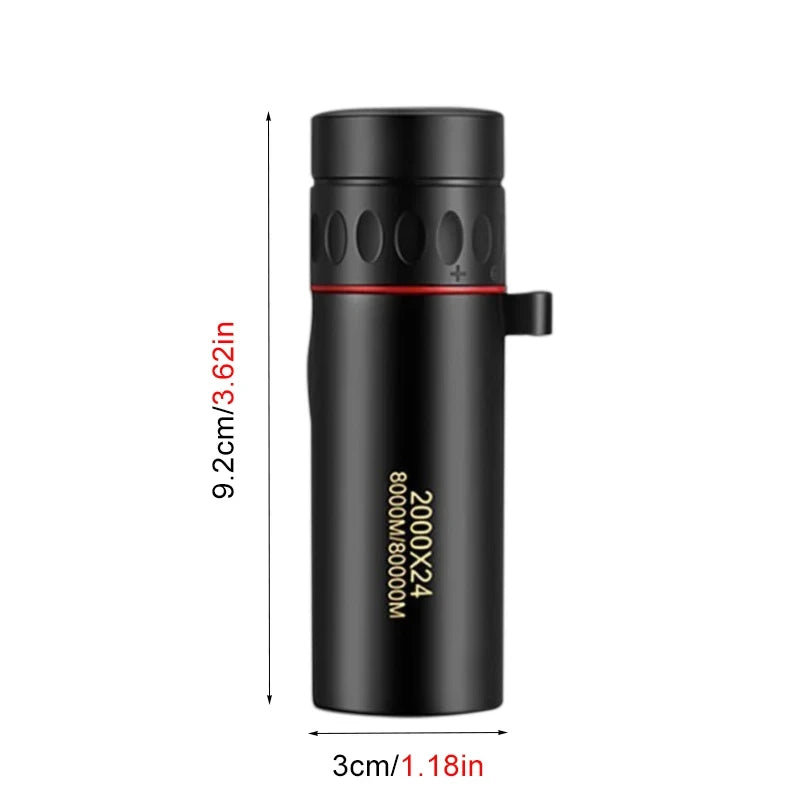 2000x24 HD Monocular Telescope Outdoor Mini Portable Zoom Telescope Phone Telescope Travel Hiking Camping Birdwatching Telescope
