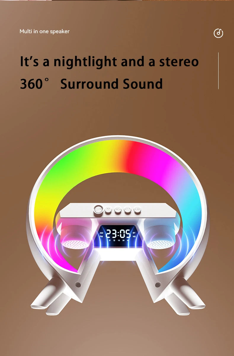 LED New Smart Light Wireless Charger Bluetooth Speaker Alarm Clock RGB Atmosphere Lamp Bedroom Decoration Lamps Night Light Gift